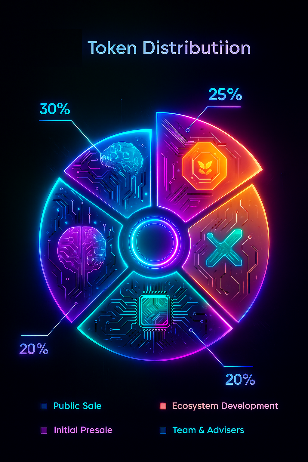 Pie chart of SPAX55K token distribution